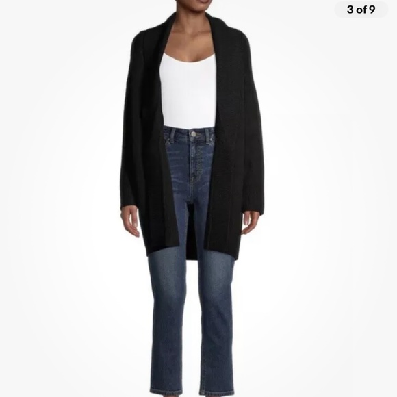 Time and Tru Women’s Black Shawl Collar Cardigan Coatigan Size Large (12-14) NEW - Picture 3 of 11